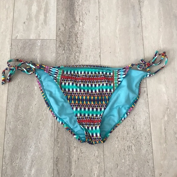 Xhilaration Multicolor Side Tie Hipster Bikini Bottom Retro Beach Swim Medium - Picture 1 of 3
